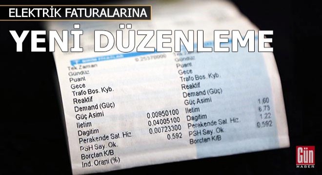 Elektrik faturalarına yeni düzenleme