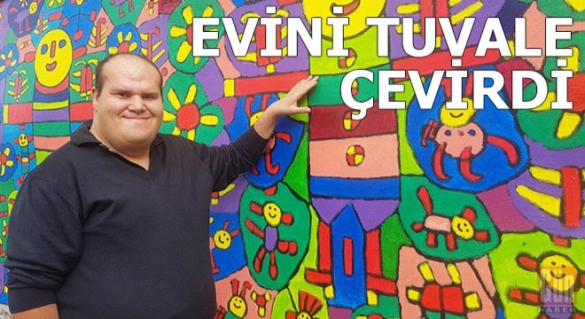 Engelli Muhammed in resim tutkusu, evini tuvale çevirdi