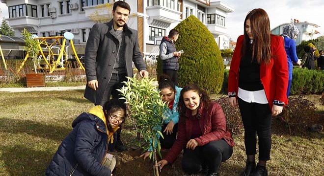 Engelli öğrenciler fidan dikti