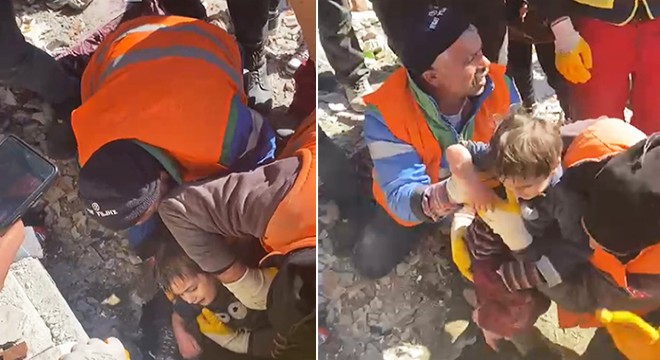 Enkazdaki çocuğu 81'inci saatte kurtardılar
