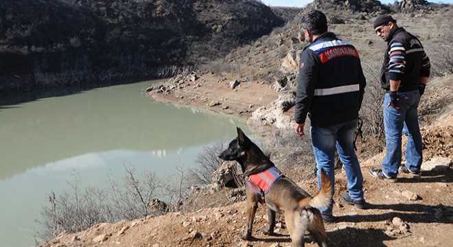Gülistan için baraj gölü kıyısında dedektör köpeklerle arama
