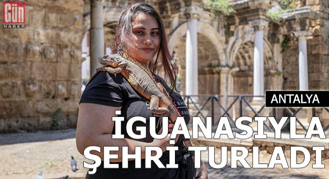 İguanasıyla şehri turladı