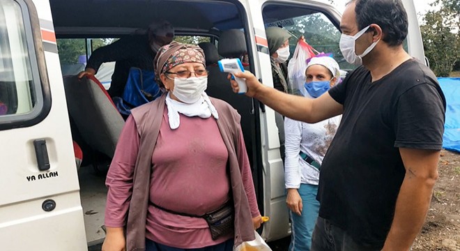 İşçileri, ateşini ölçmeden fındık bahçesine sokmuyor