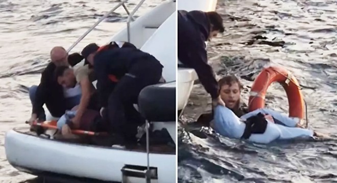 İstanbul Boğazı'nda denize düşen kadını turist kurtardı