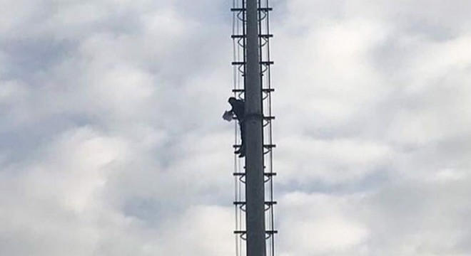 İzmir'de, aydınlatma direğinde intihar girişimi