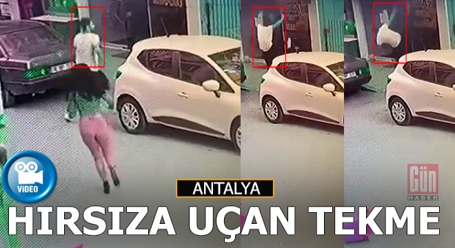 Kaçan hırsızı 'uçan tekme'yle durdurdu...