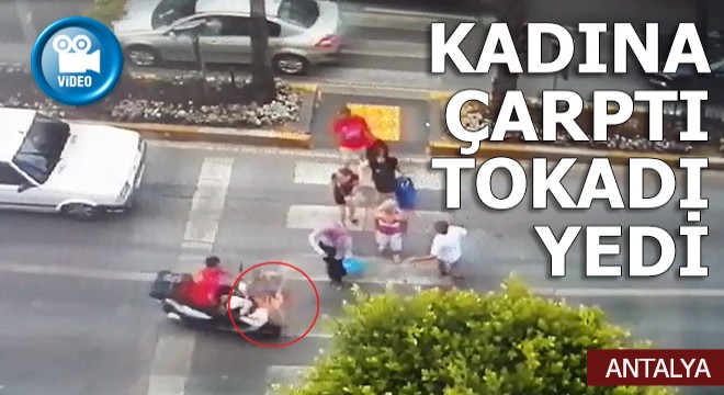 Kadına çarptı tokadı yedi