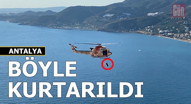 Kayalıklara çakıldı, helikopterle kurtarıldı