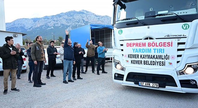 Kemer'den deprem bölgesine 6 yardım TIR'ı