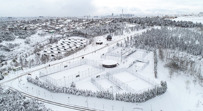 Kent ormanlarındaki eşsiz kar manzarası havadan fotoğraflandı