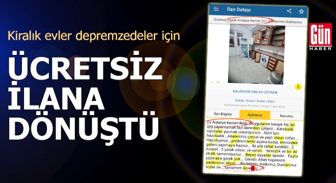Kiralık evler depremzedeler için ücretsiz ilana dönüştü
