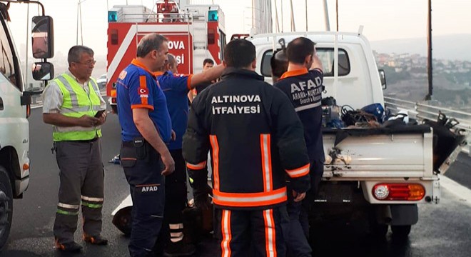 Klima gazı yüklü kamyonette yangın