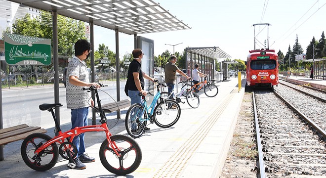 Konya'da bisiklet tramvayı raylarda