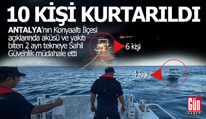 Konyaaltı açıklarında 2 teknede can pazarı; 10 kişi kurtarıldı
