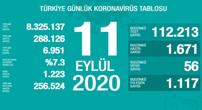 Koronavirüsten bugün 56 kişiyi kaybettik