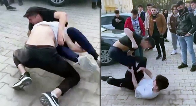 Liselilerin kavgasına arkadaşlarından 'Vur, vur' tezahüratlı destek