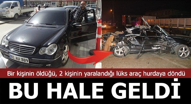 Lüks araba TIR'a çarptı hurdaya döndü; 1 ölü, 2 yaralı