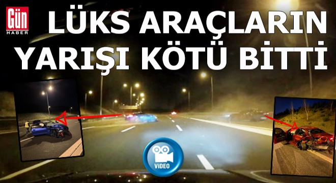 Lüks araçlarla yarışın sonu kötü bitti... 30. saniyeye dikkat...