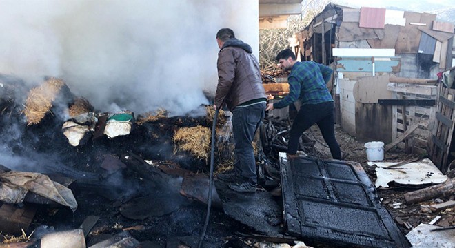 Mahalleli, yangının eve sıçramasını önledi