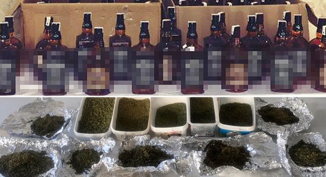 Manavgat'ta uyuşturucu ve kaçak içki operasyonları