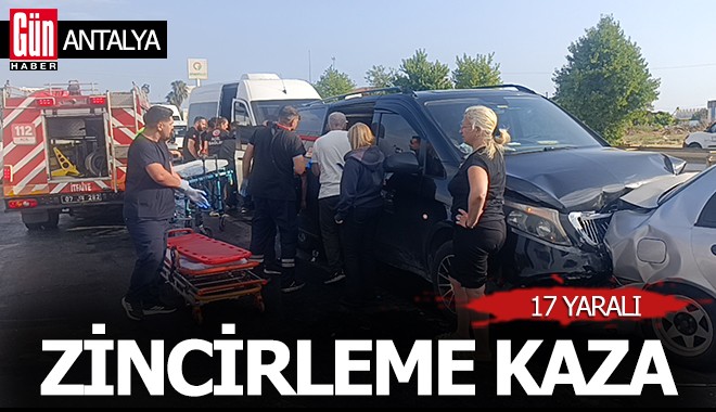 Manavgat’ta 6 araç zincirleme kazaya karıştı; 17 yaralı