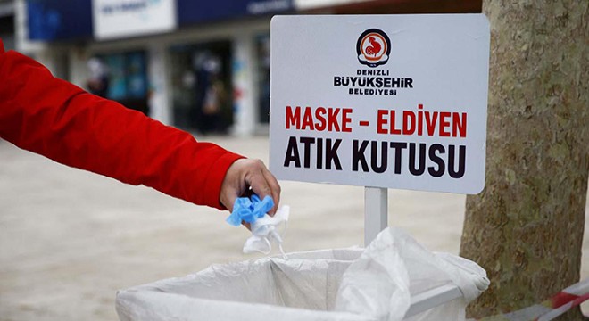 Maske ve eldivenler için atık kutuları yerleştirildi