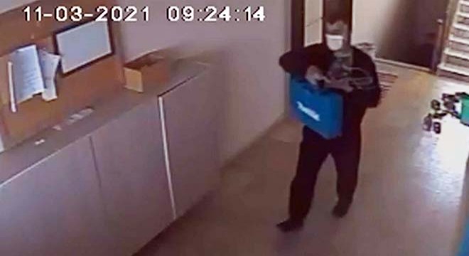 Matkap hırsızı güvenlik kamerası görüntülerinden yakalandı