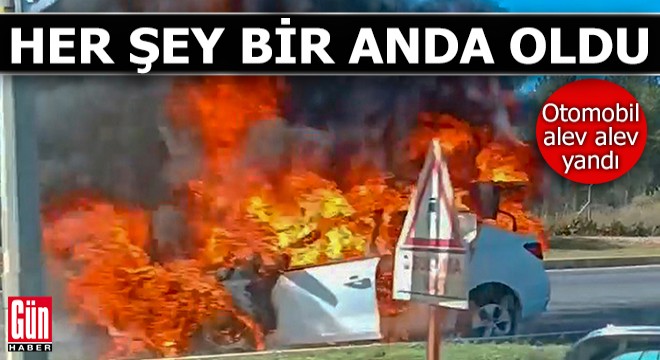 Müşterisini almaya gittiği otomobil alev alev yandı