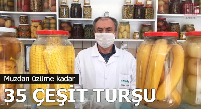 Muzdan üzüme kadar 35 çeşit turşu yapıyor