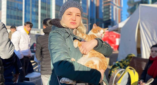 ‘Neva’ adlı kedi 72’nci saatte enkazdan çıktı