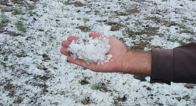 Nevşehir de ekili arazileri dolu vurdu