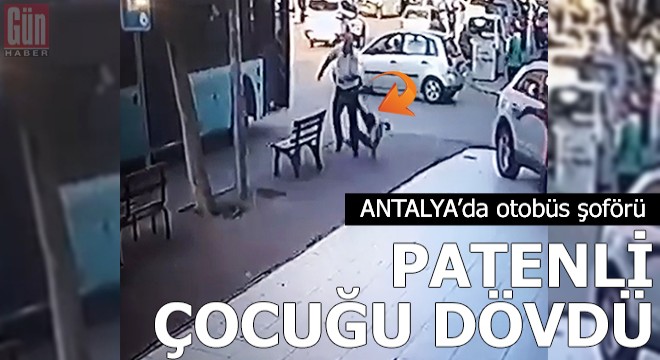 Otobüs şoförü aracına asılan patenli çocuğu dövdü