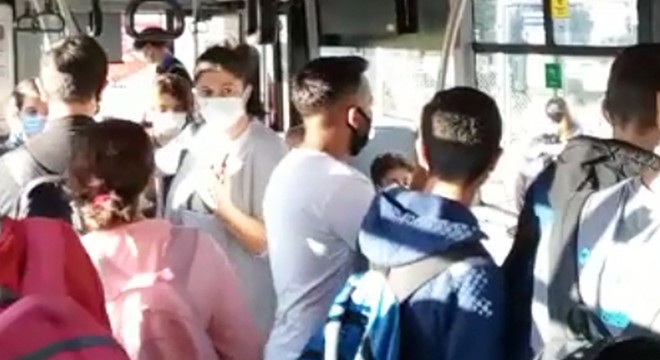 Otobüste 'sosyal mesafe' tepkisi