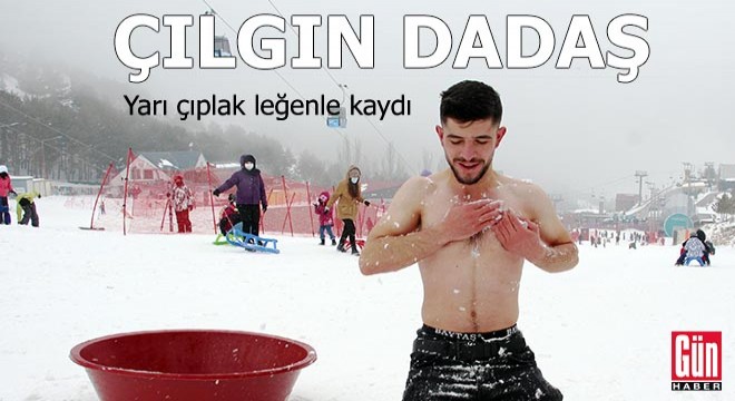 Palandöken de yarı çıplak leğenle kaydı