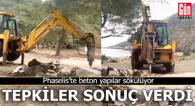 Phaselis’te beton yapılar sökülüyor