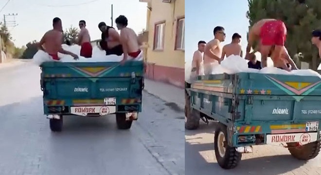 Römorku mobil havuz yapıp, Antalya turu attılar