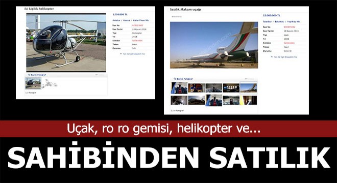 Sahibinden satılık uçak, yolcu gemisi