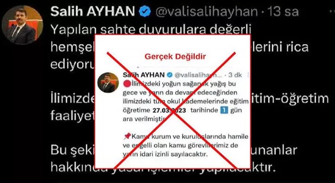 Sahte vali hesabı açıp, 'Şanlıurfa'da okullar tatil' paylaşımı yaptılar