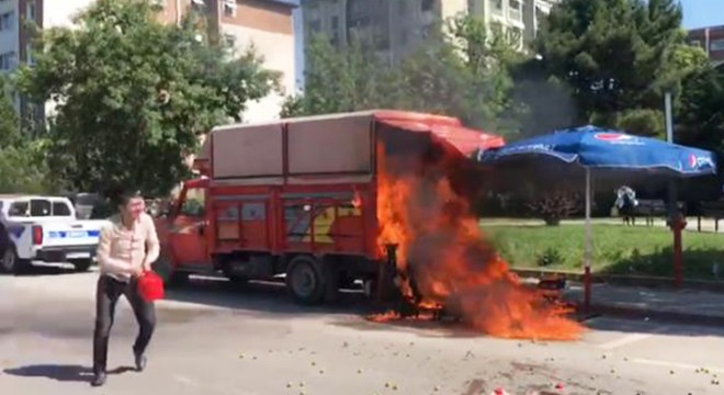 Satış yapmasına izin verilmeyince kamyonetini ateşe verdi