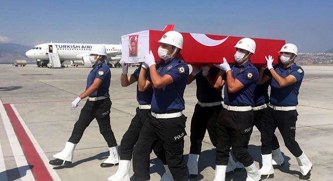 Şehit polis memuru Gül'ün cenazesi, Kahramanmaraş'a getirildi