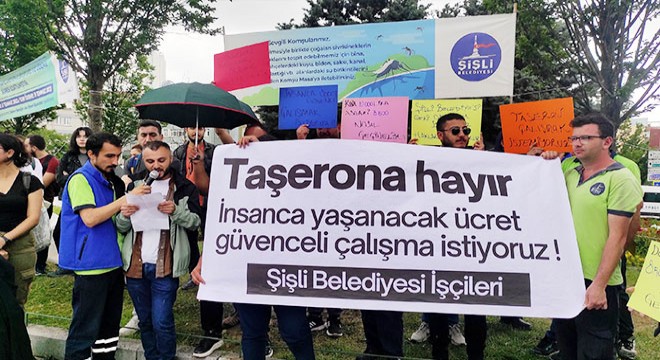 Şişli Belediyesi önünde işçilerden protesto