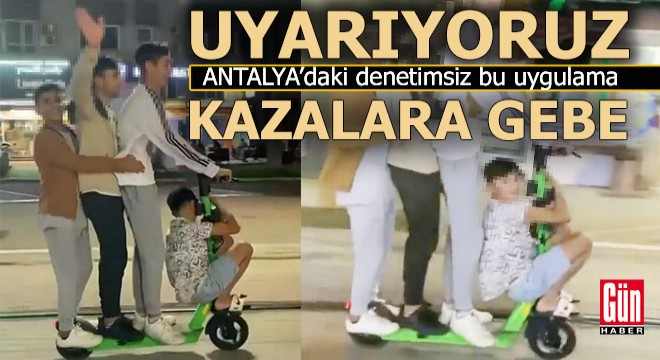 Skuterde 4 kişinin tehlikeli yolculuğu