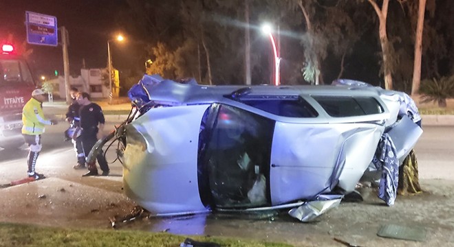 Takla atan otomobilde, sürücü yaralandı
