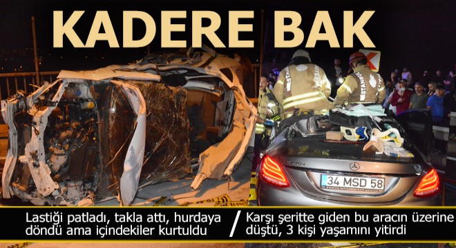 Takla atıp sürüklenen araçtakiler yaralı, çarptığı araçtaki 3 kişi öldü