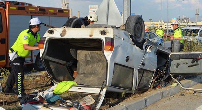 Takla atan otomobildeki 3 kişi yaralandı