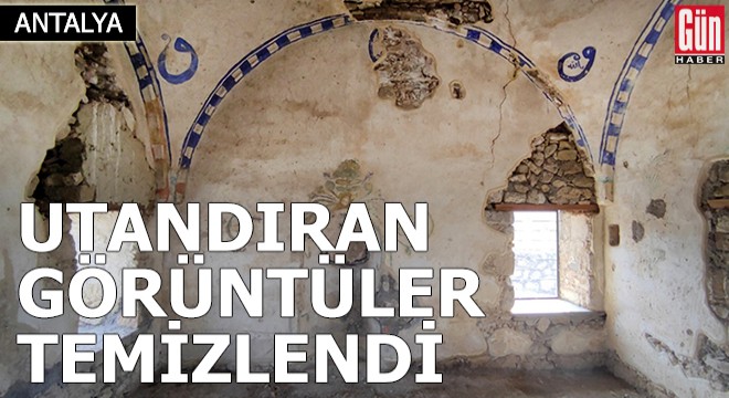 Tarihi camideki utandıran görüntüler temizlendi