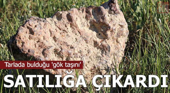 Tarlada bulduğu  gök taşını  satılığa çıkardı