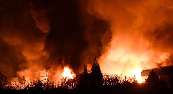 Tekirdağ'da fabrika, alev alev yandı
