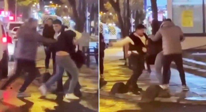 Tekmeli yumruklu kavga kamerada