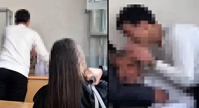 Tepki çeken görüntüler: Öğrencilerden öğretmene zorbalık